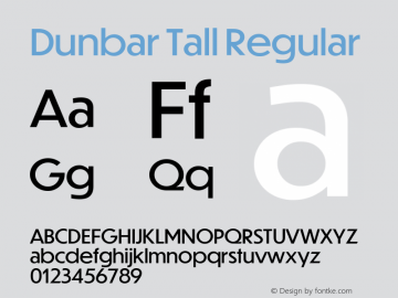 Ejemplo de fuente Dunbar Tall Regular